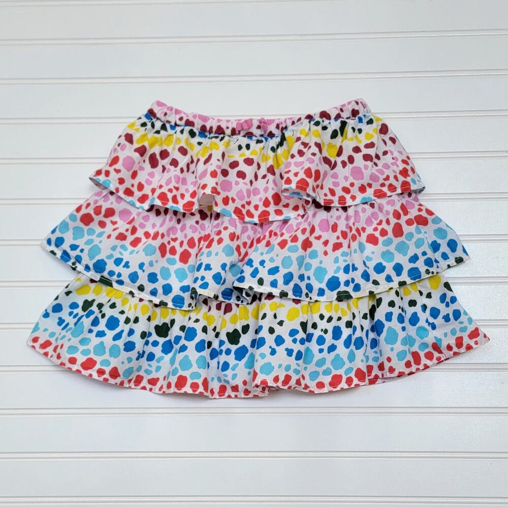 Mini Boden Girls Tiered Ruffle Rainbow Color Print Skirt Size 8-9Y